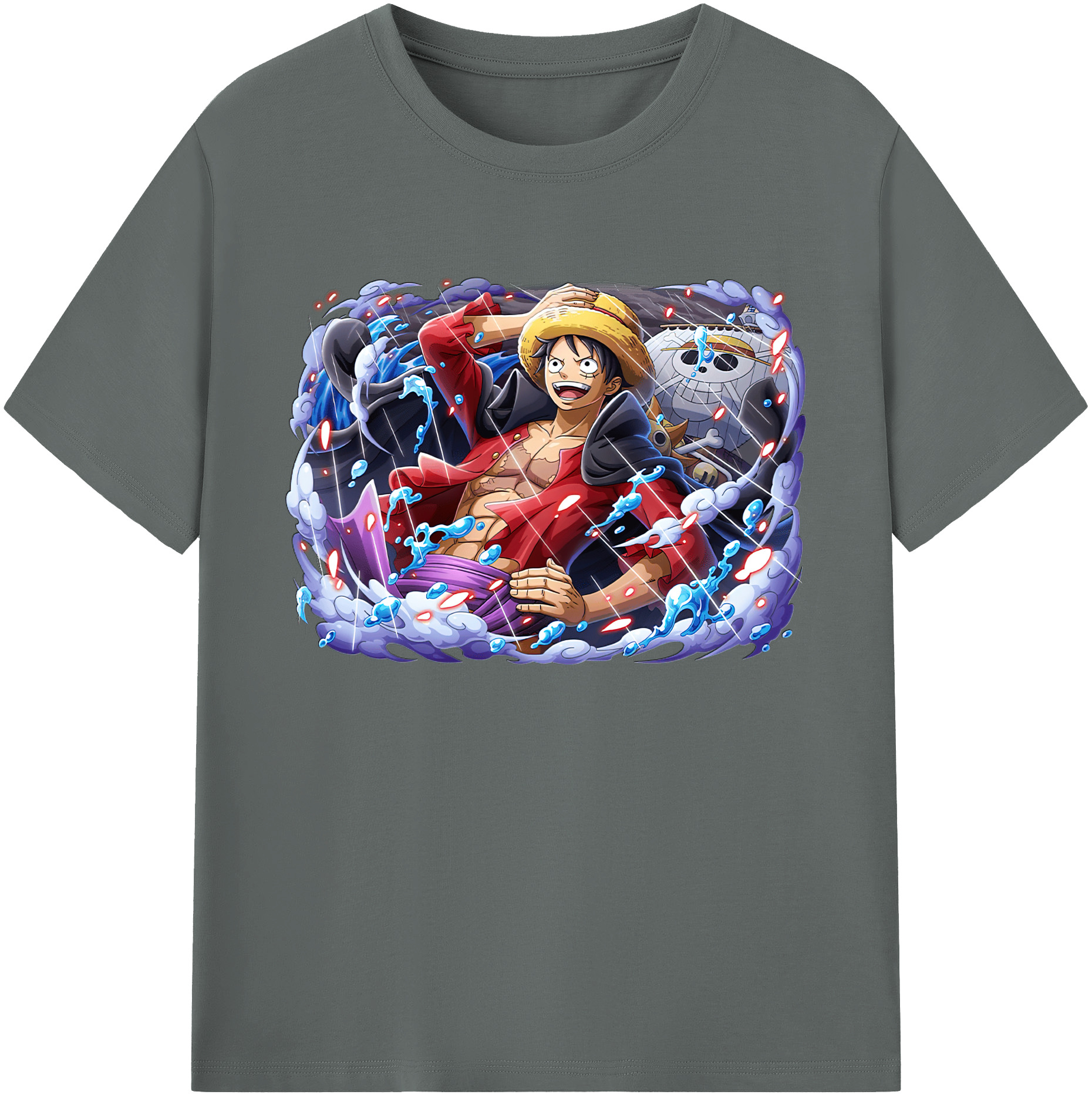 ワンピース モンキー・D・ルフィ ONE PIECE Monkey D. Luffy 綿100％ メンズ半袖Tシャツ｜肌触りやわらか＆通気性